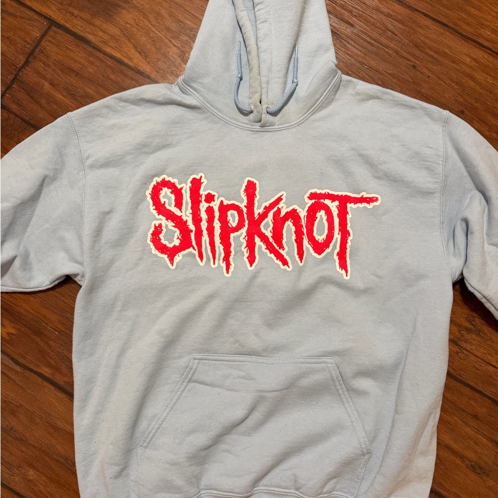 Slipknot Logo Hoodie in Light Blue with Red Graphic